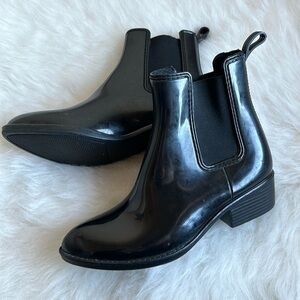 Jeffrey Campbell havana last black rubber pointed Chelsea boots 8
